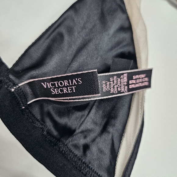 Victoria's Secret Luxe Dragon Lace Bralette Black Satin Mesh Plunging Neck Sz S - Picture 12 of 16